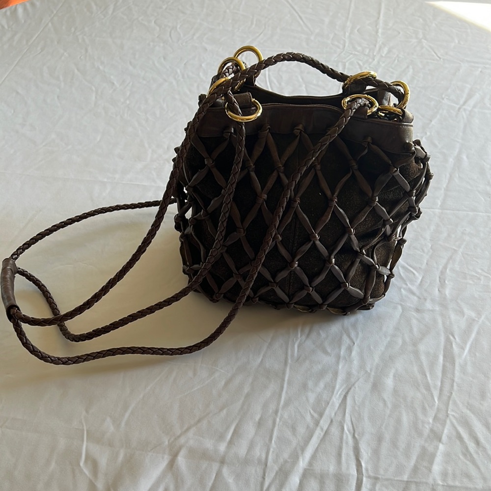 Women handbag; Tianni brand; brown woven handbag; great condition